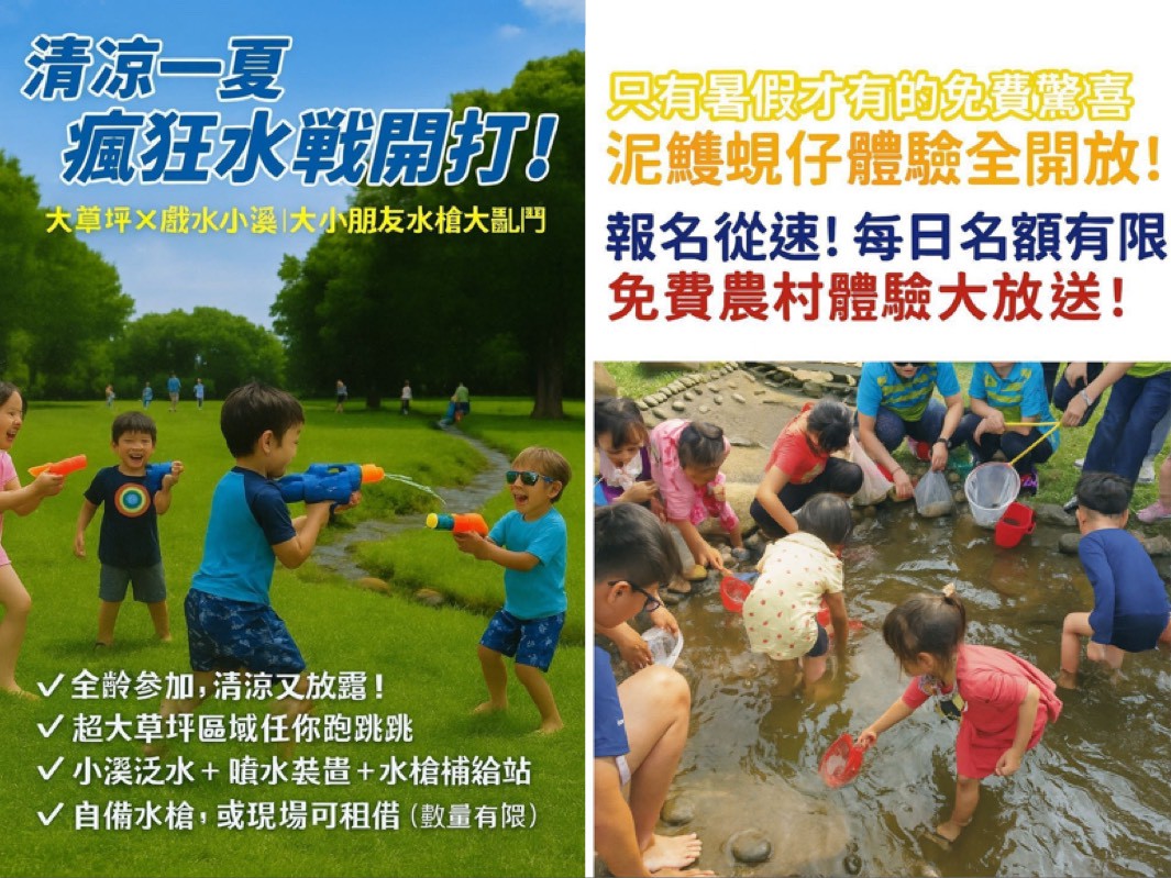 「Fun暑假 瘋一夏」台中青青湖畔 7 大童趣任務開跑　免費戲水、DIY 課程一次玩到飽