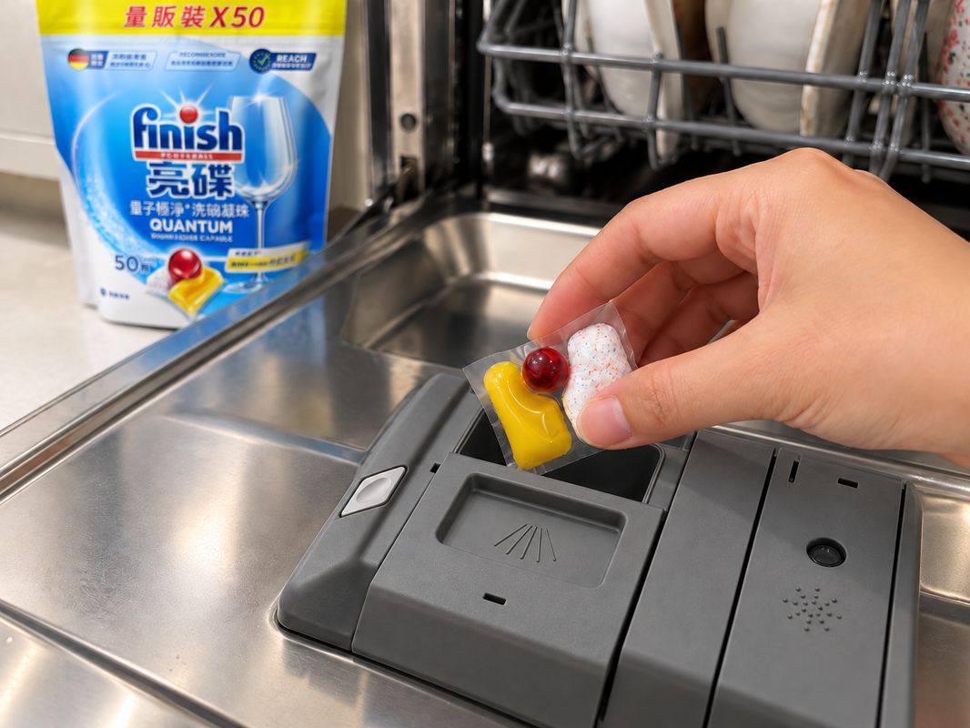 洗碗清潔迎來「量子級」進化！finish亮碟全新三艙凝珠強勢登場，挑戰中式料理頑固油污
