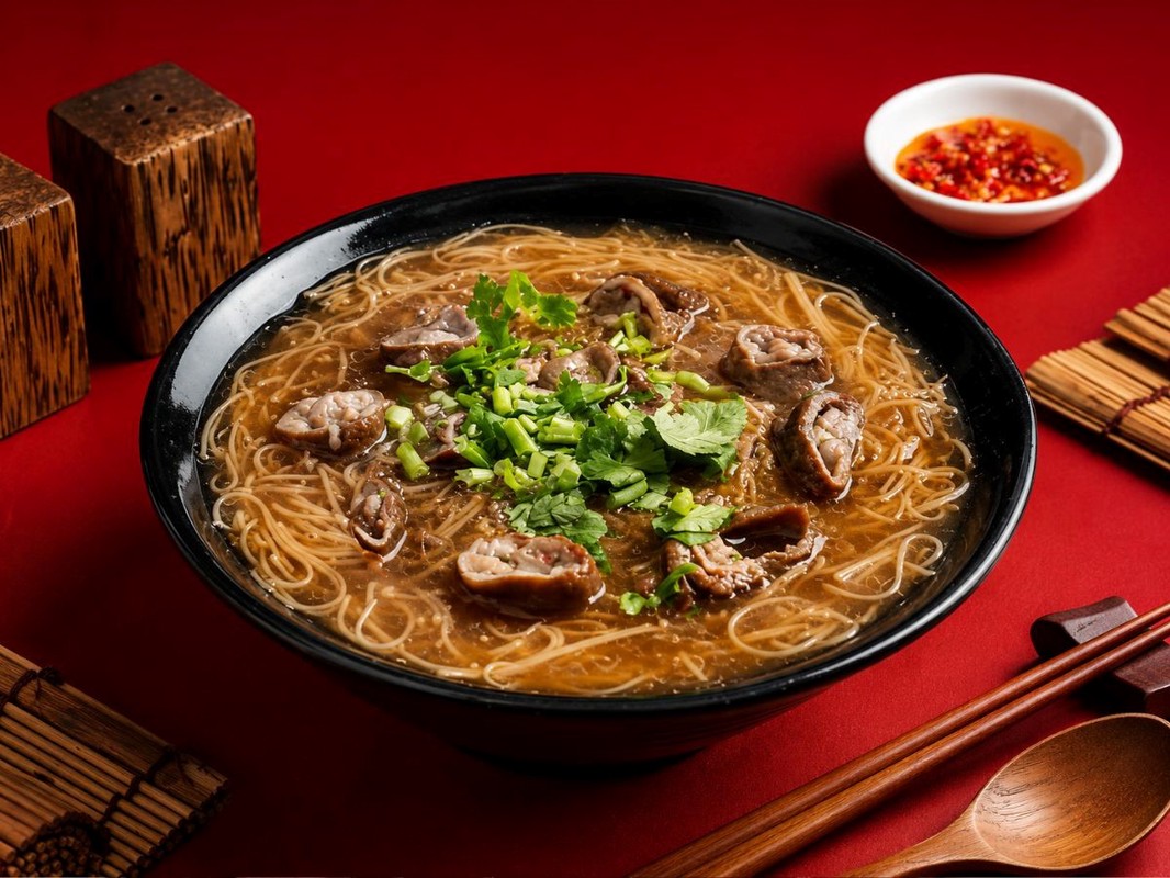 ▲老闆透過祖傳手藝熬出鮮甜湯底,端出一碗竹北大腸麵線(圖/業者提供)