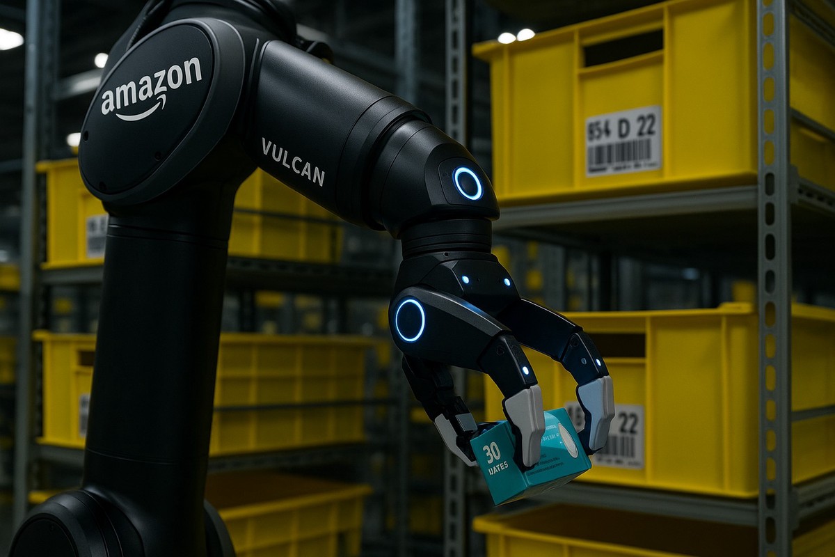 有「觸感」的AI手臂？Amazon倉儲機器人Vulcan首度亮相